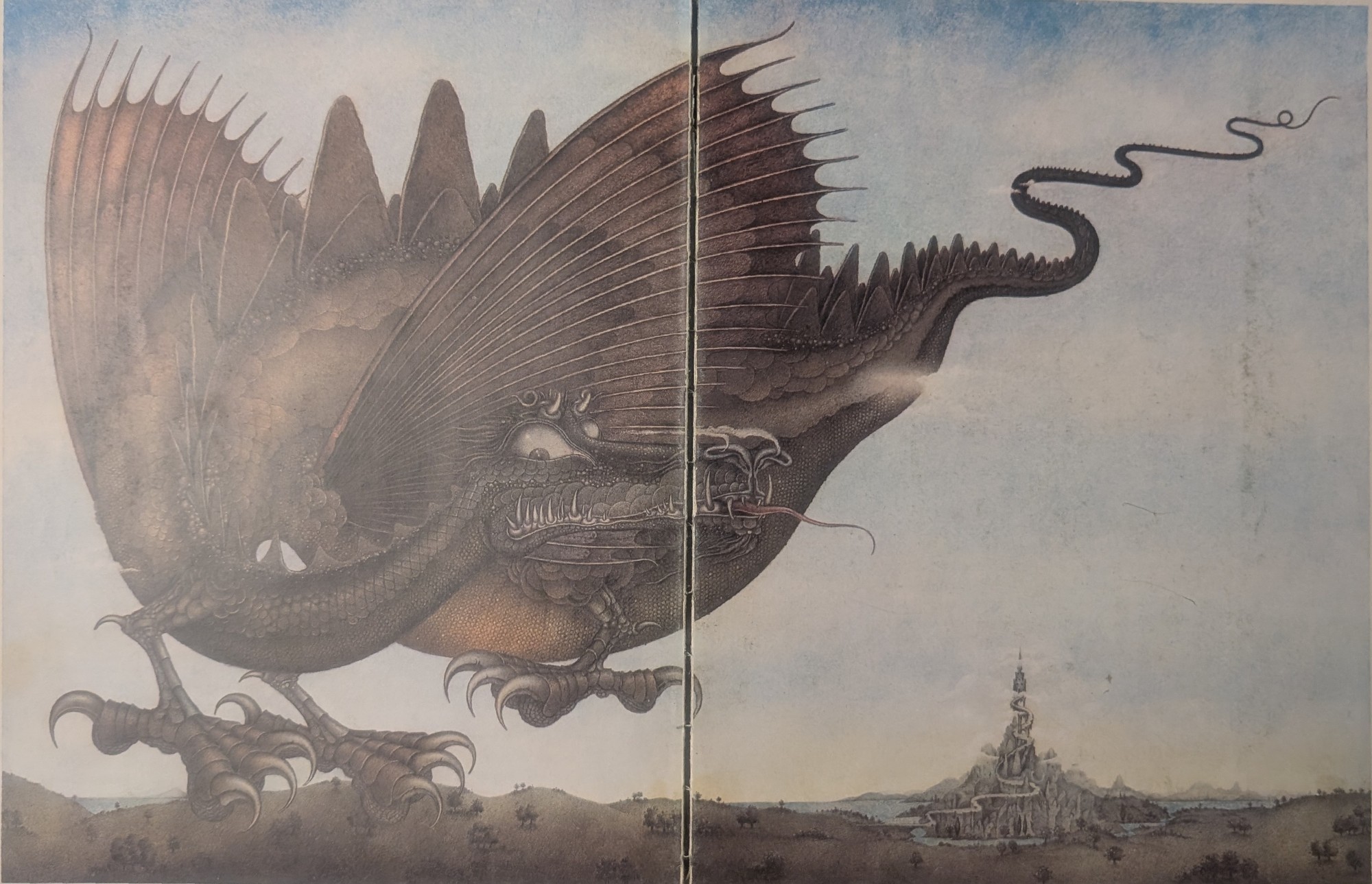 Illustration by Wayne Anderson from The Flight of Dragons by Peter Dickinson