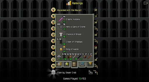 Assassin's loadout: Elastic Katana +3, Hero's Garb of Stone (Plate) +4, Chalice of Blood +6, Cloak of Shadows +10, Ring of Haste +4; Chaotic Censer +1, Horn of Plenty +10, Wand of Corrosion +9