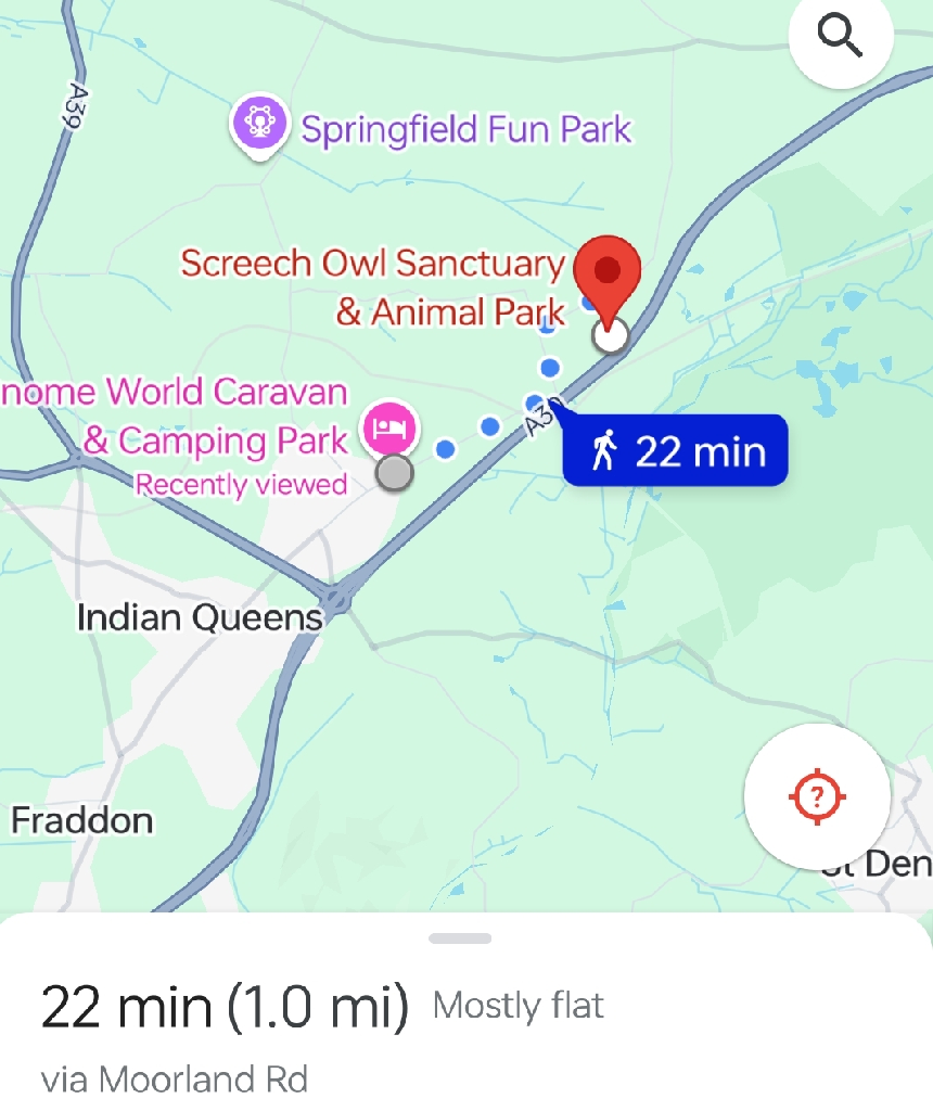 Google maps showing 22 min walk between the sites