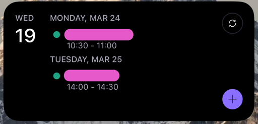 Screenshot of Proton's Calendar widget