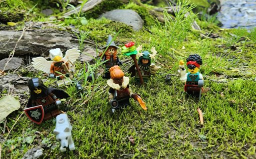 Verdeth Swiftrun with Kiba, Akki with Yir, Zara Vexwood, Dhuathi Toe Cruncher, Quinras Nimblemoon, Bethel "Bird Eye" Keats with Cap'n Feathersparrow. 