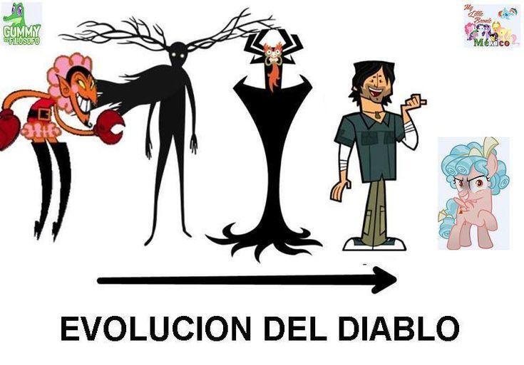 Evolução do Diabo:

Nível 1 - Ele de As Meninas Superpoderosas;

Nível 2 - A Fera de O Segredo Além do Jardim;

Nível 3 - Aku de Samurai Jack;

Nível 4 - Chris McLean de Ilha dos Desafios e Drama Total;

Nível 5 - Cozy Glow de My Little Pony A Amizade é mágica.