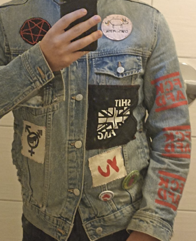 An amazing punk denim jacket.